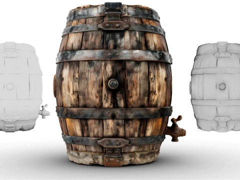 Weathered Barrel 3D Model