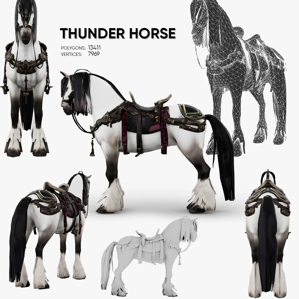 Thunder Horse 3D Model .c4d .max .obj .3ds .fbx .stl .blend 