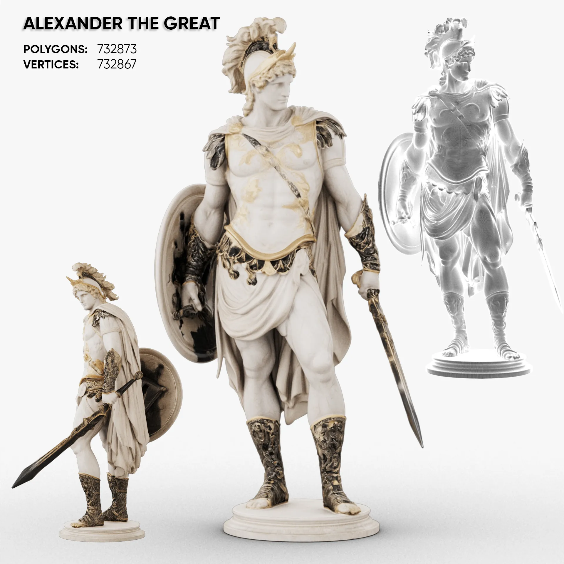 Alexander the Great 3D Model .c4d .max .obj .3ds .fbx .stl .blend 