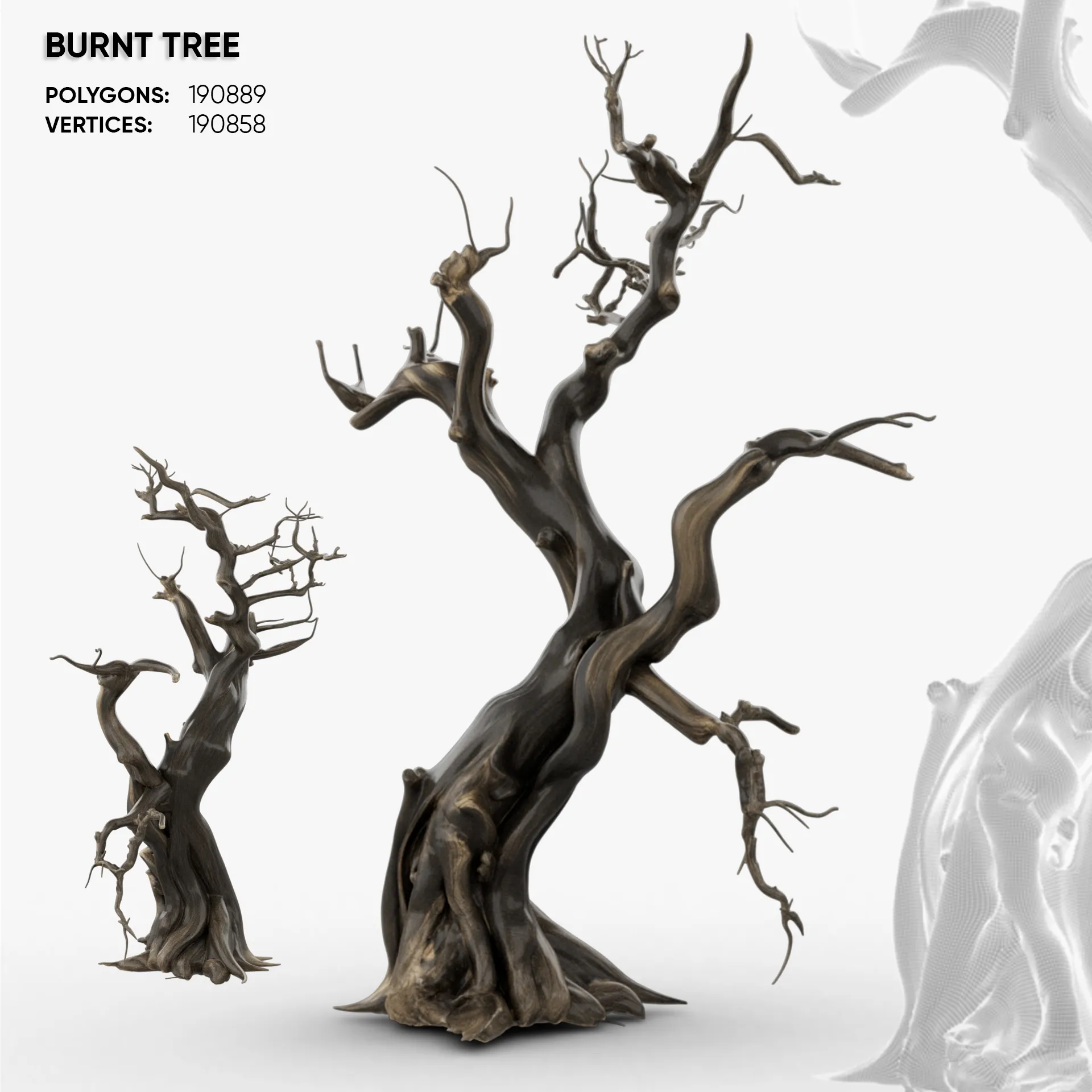 Burnt Tree 3D Model .c4d .max .obj .3ds .fbx .stl .blend 