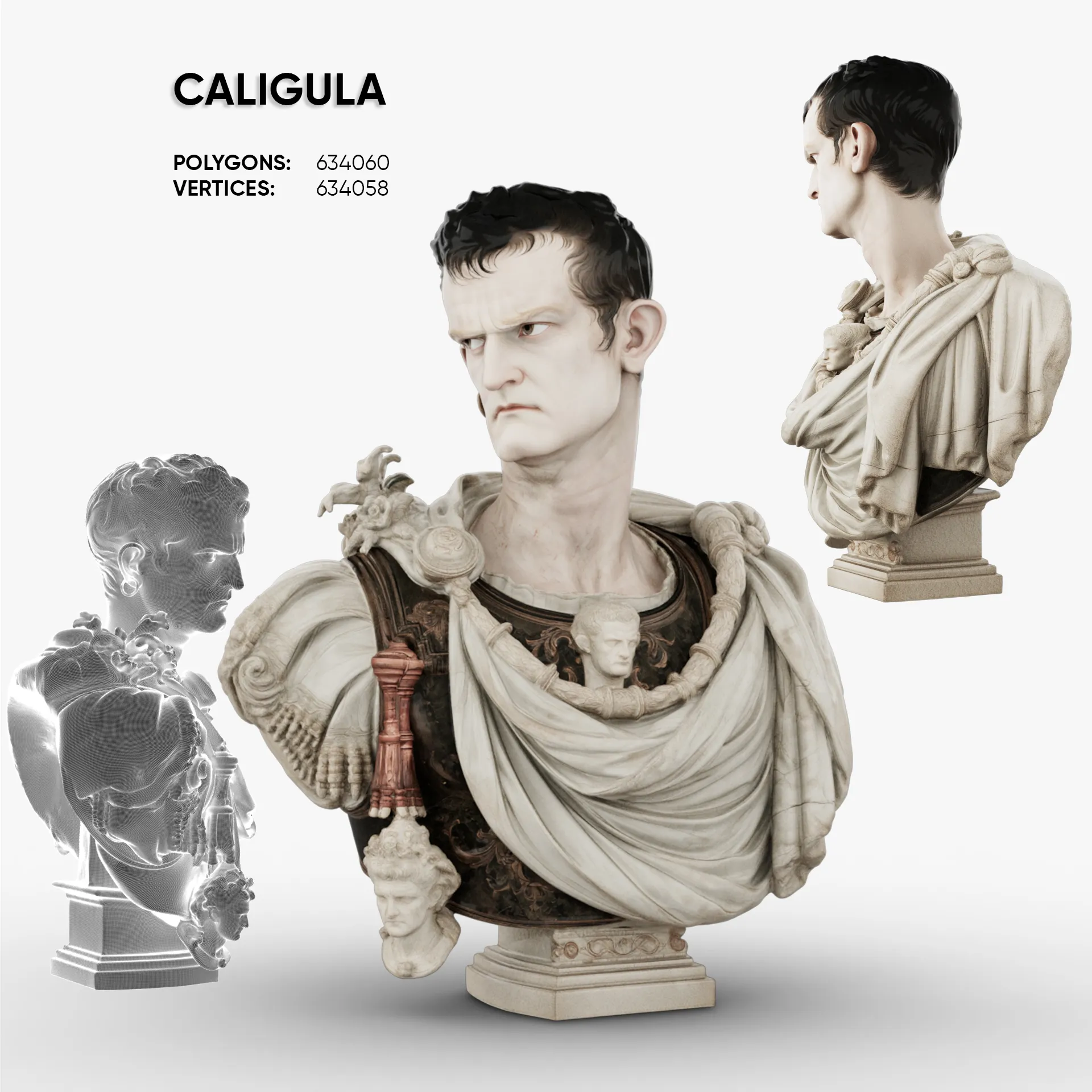 Caligula Roman Emperor 3D Model .c4d .max .obj .3ds .fbx .stl .blend 