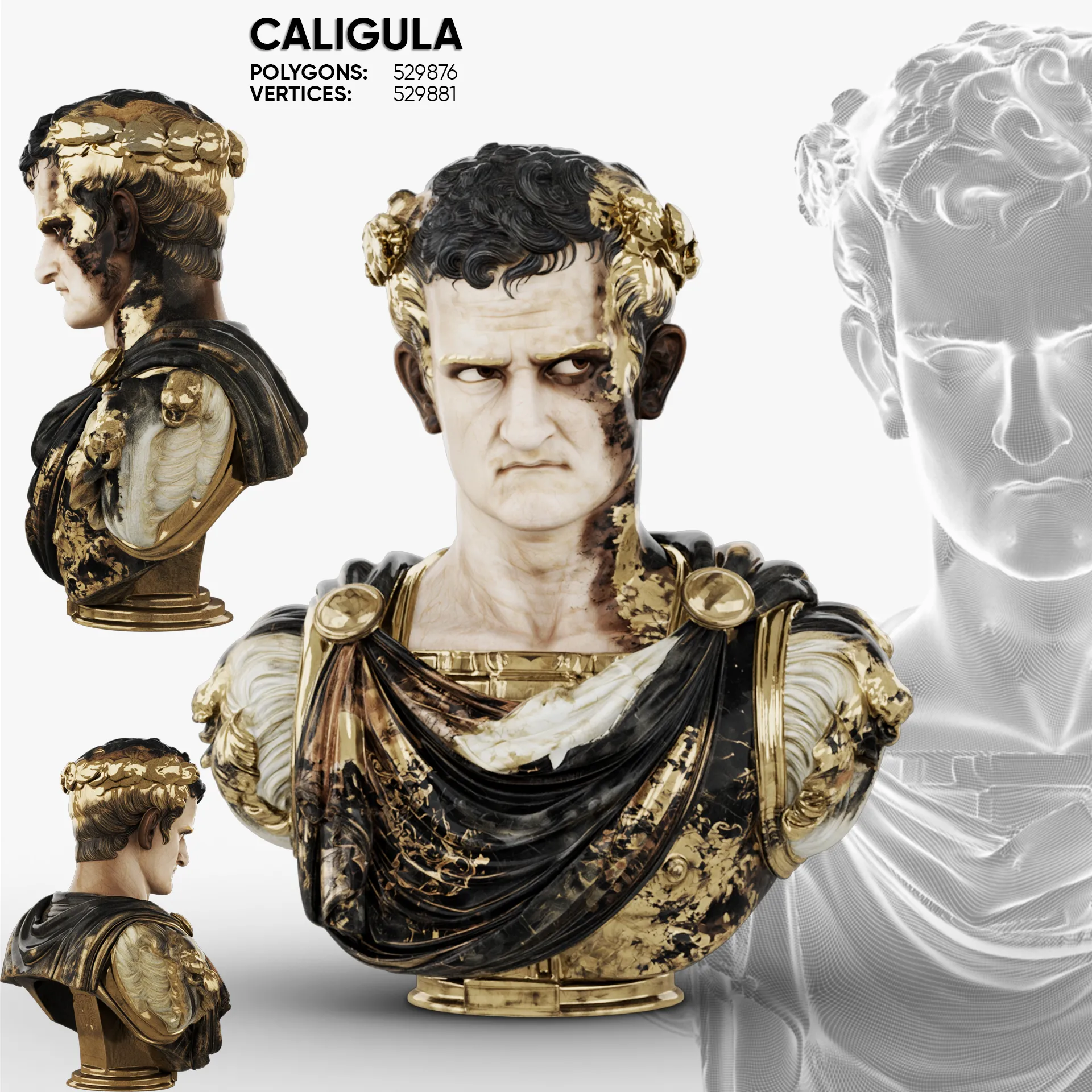 Caligula Roman Emperor 3D Model .c4d .max .obj .3ds .fbx .stl .blend 