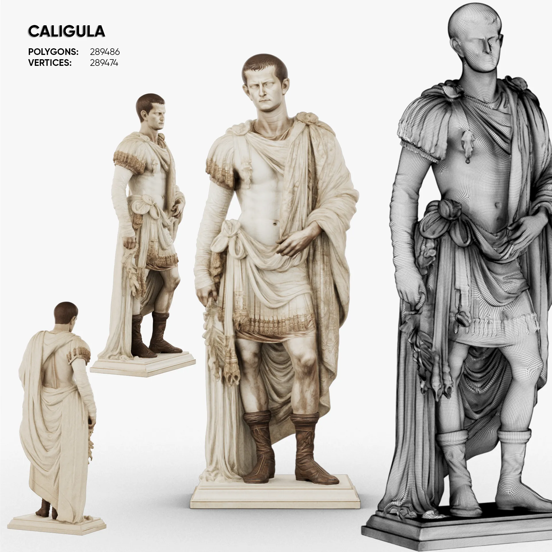 Caligula Roman Emperor 3D Model .c4d .max .obj .3ds .fbx .stl .blend 