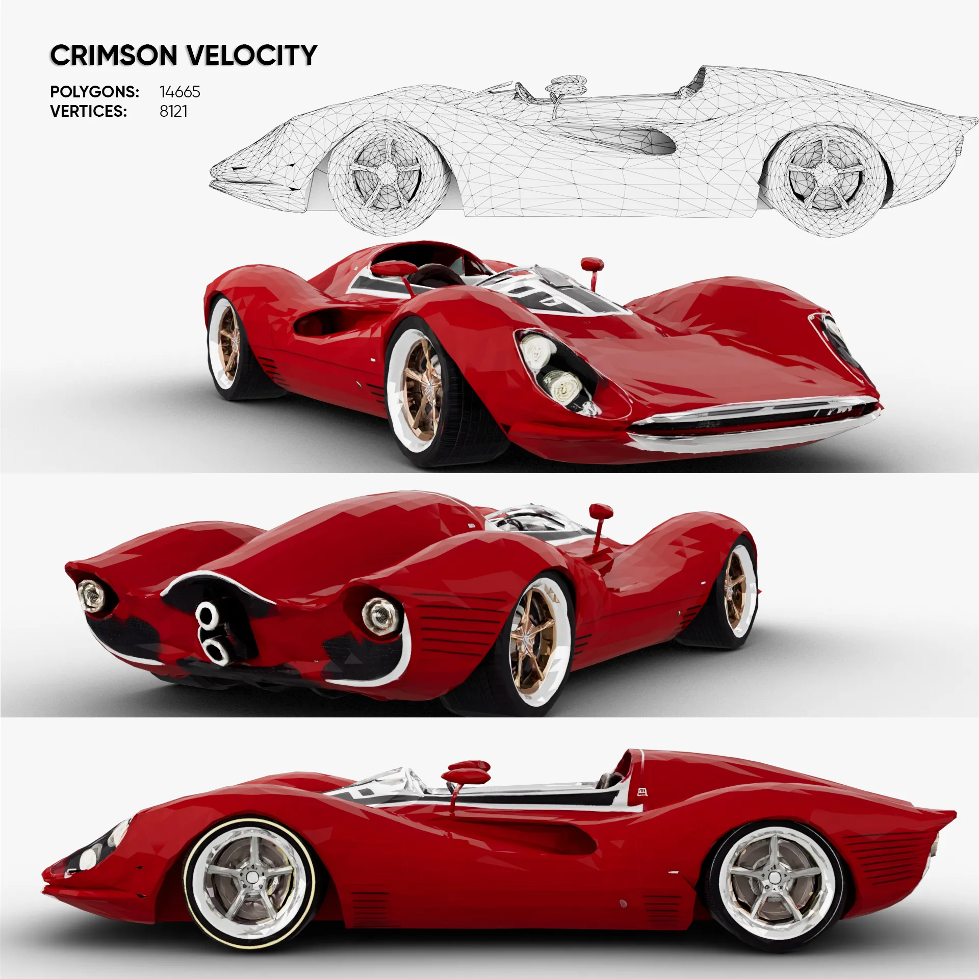 Race Car Crimson Velocity 3D Model .c4d .max .obj .3ds .fbx .stl .blend 