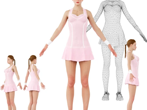 Female Tennis Player Model 3D