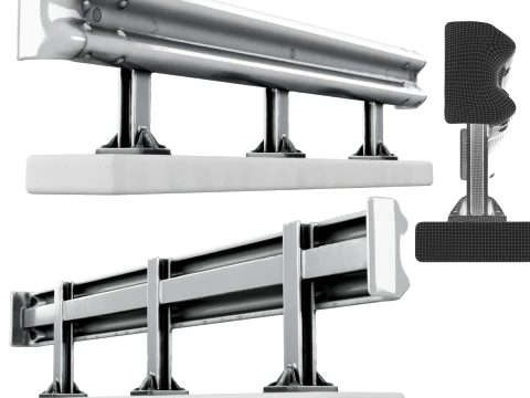 Steel Guardrail 3D Model