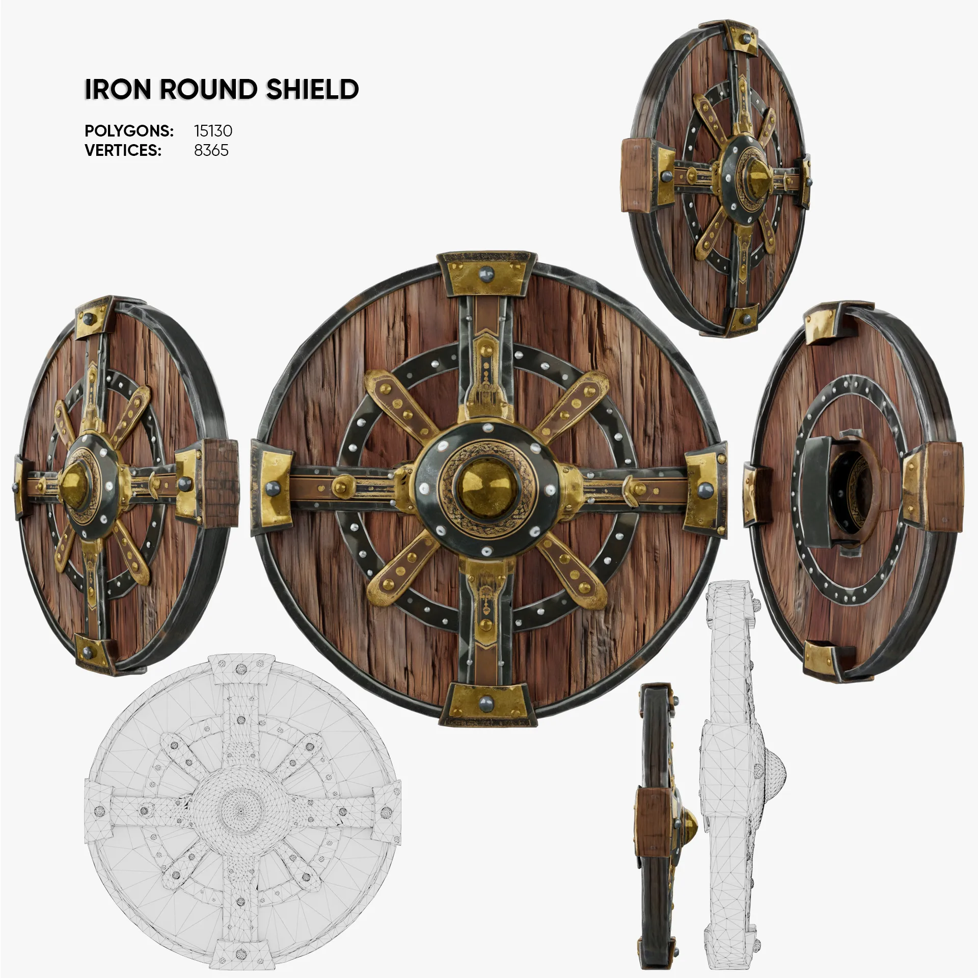 Iron Round Shield 3D Model .c4d .max .obj .3ds .fbx .stl .blend 