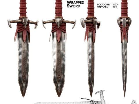 Leather Wrapped Sword Modello 3D