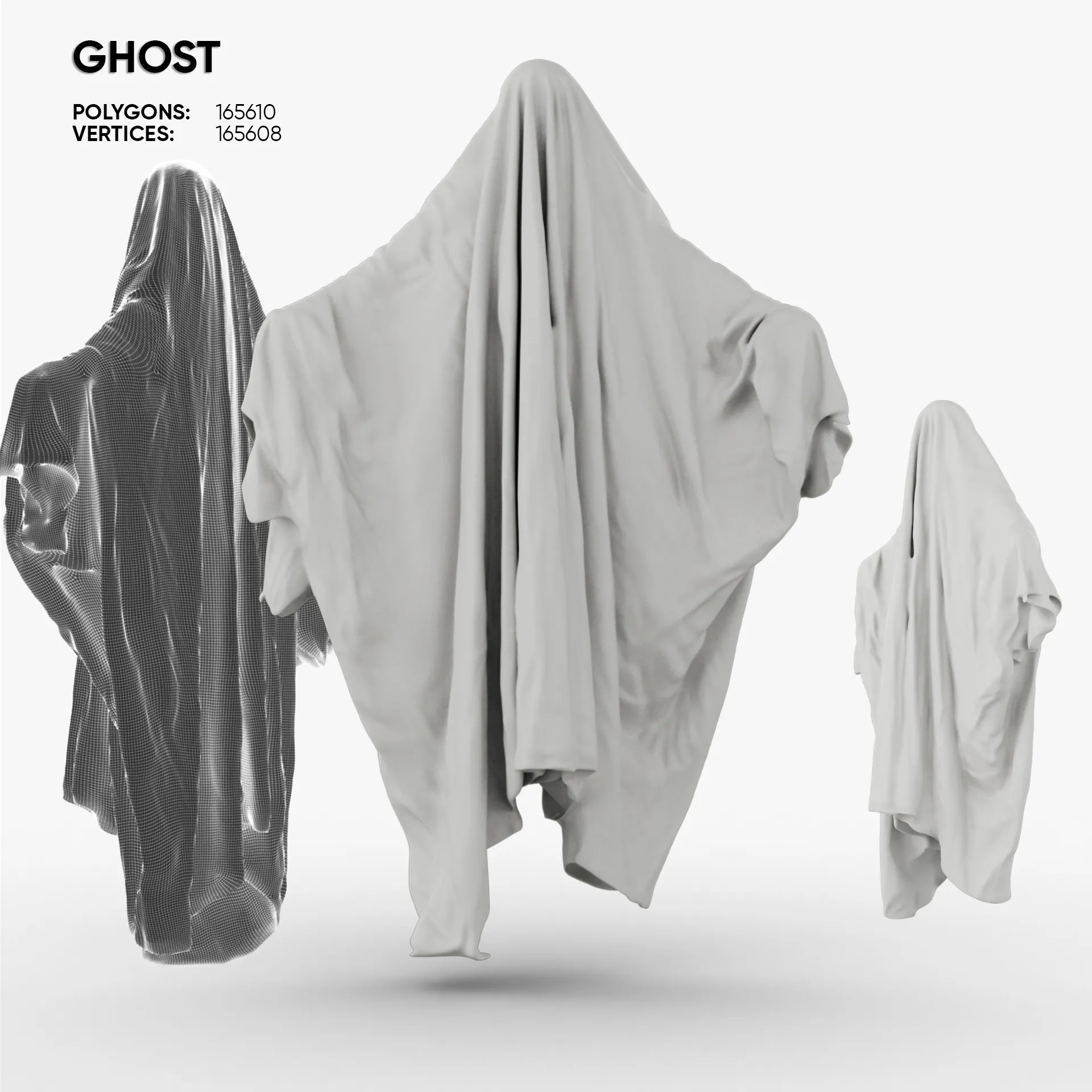 Ghost 3D Model .c4d .max .obj .3ds .fbx .stl .blend 