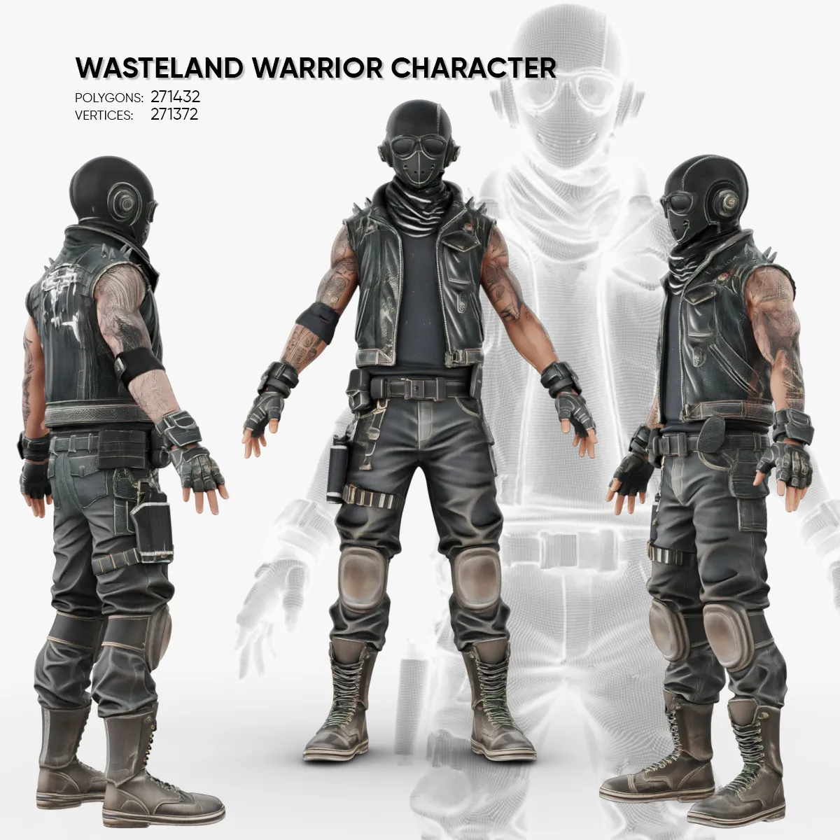 Wasteland Warrior 3D Model .c4d .max .obj .3ds .fbx .stl .blend 