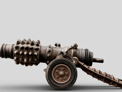 Rusty Spiked Cannon 3D Model