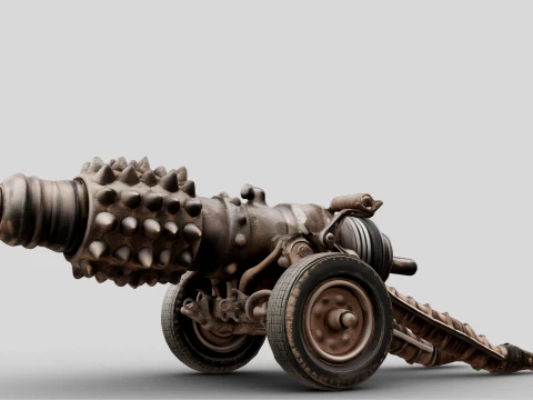 Rusty Spiked Cannon 3D Model