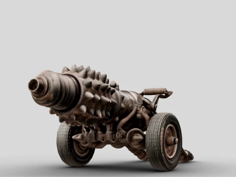 Rusty Spiked Cannon 3D Model