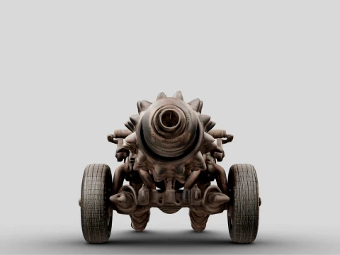 Rusty Spiked Cannon 3D Model