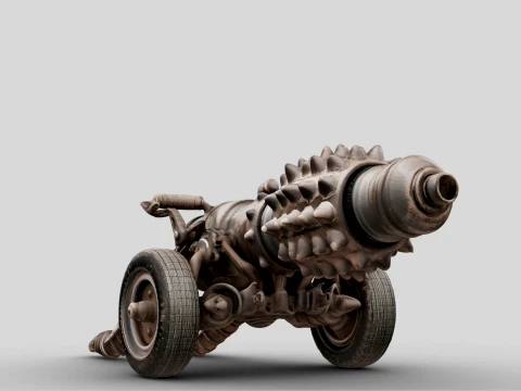 Rusty Spiked Cannon 3D Model