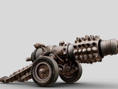 Rusty Spiked Cannon 3D Model