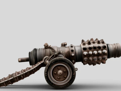Rusty Spiked Cannon 3D Model