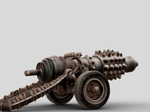 Rusty Spiked Cannon 3D Model