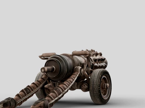 Rusty Spiked Cannon 3D Model