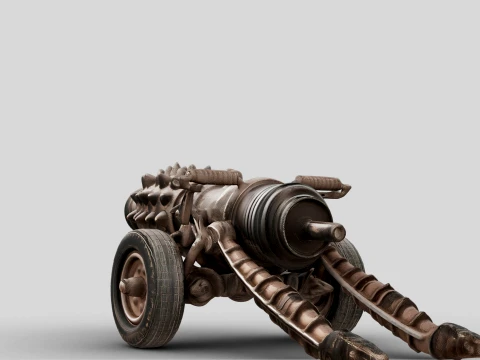 Rusty Spiked Cannon 3D Model