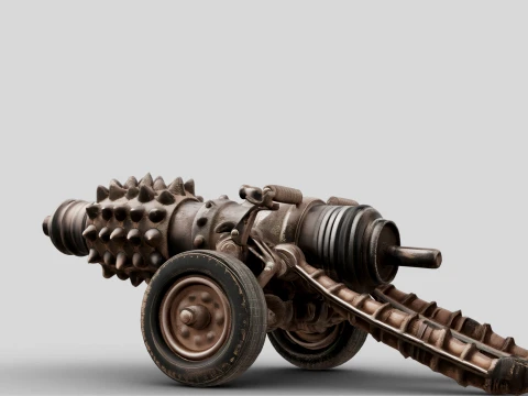 Rusty Spiked Cannon 3D Model