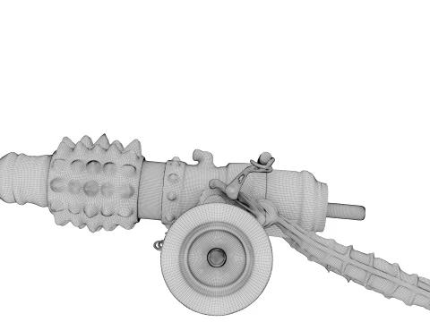 Rusty Spiked Cannon 3D Model