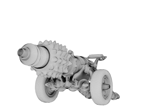 Rusty Spiked Cannon 3D Model