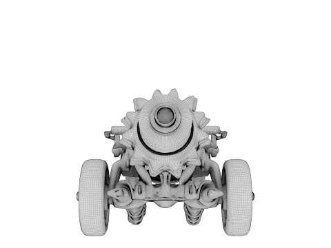 Rusty Spiked Cannon 3D Model
