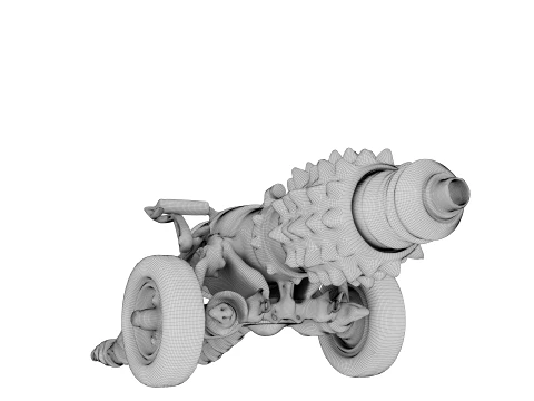 Rusty Spiked Cannon 3D Model