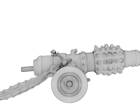 Rusty Spiked Cannon 3D Model