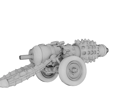 Rusty Spiked Cannon 3D Model