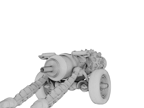 Rusty Spiked Cannon 3D Model