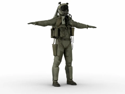 Fighter Pilot 3D Model