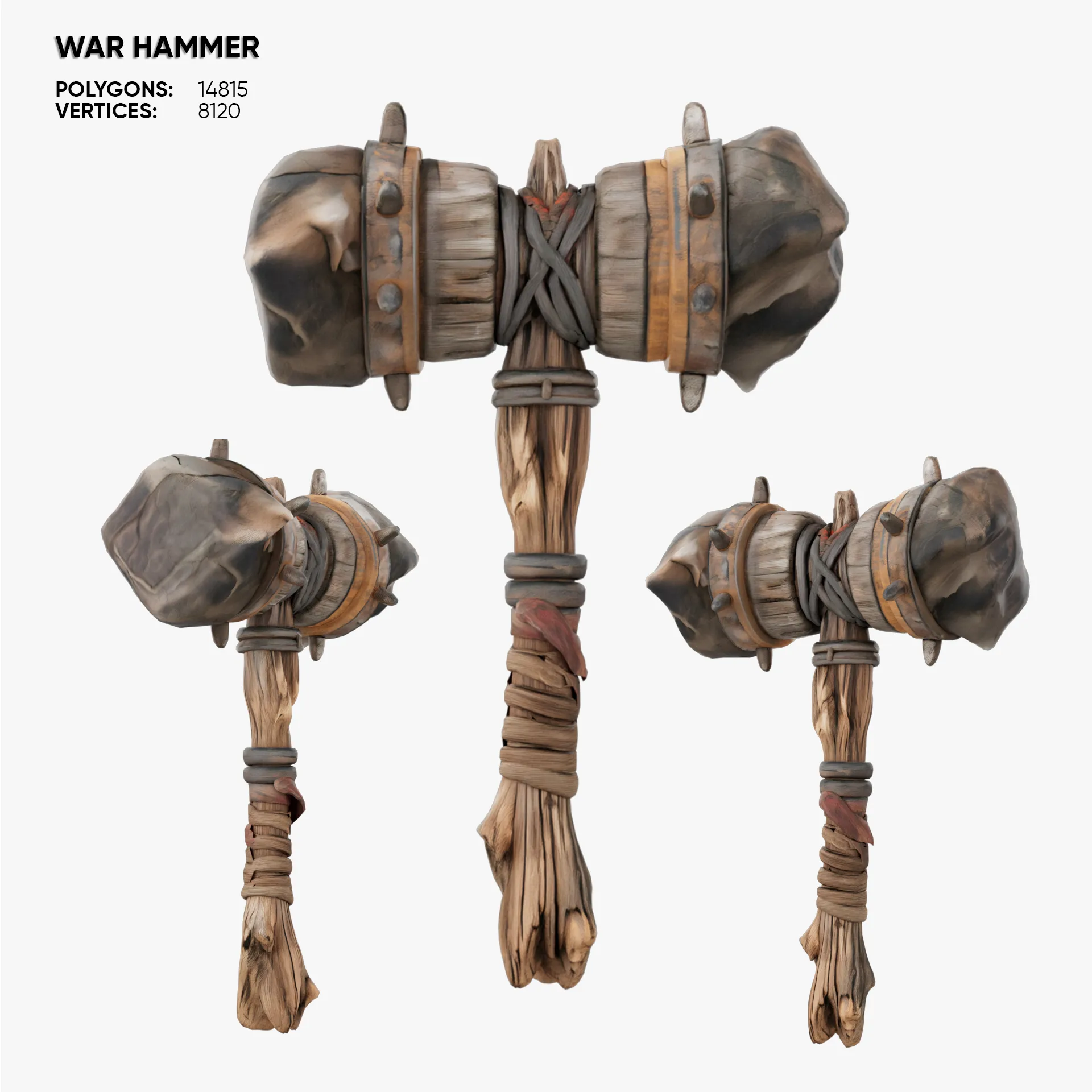 War Hammer 3D Model .c4d .max .obj .3ds .fbx .stl .blend 