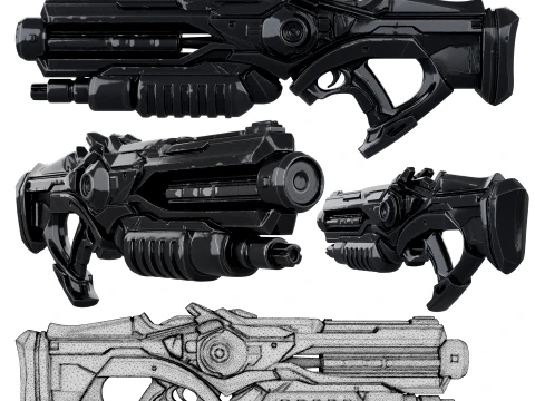 Obsidian Railgun 3D Modell