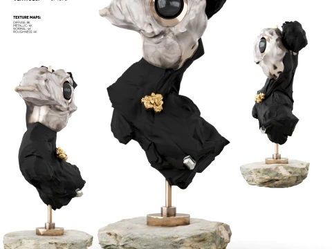 Escultura Abstrata - Relic&aacute;rio Cora&ccedil;&atilde;o de Obsidiana Modelo 3D