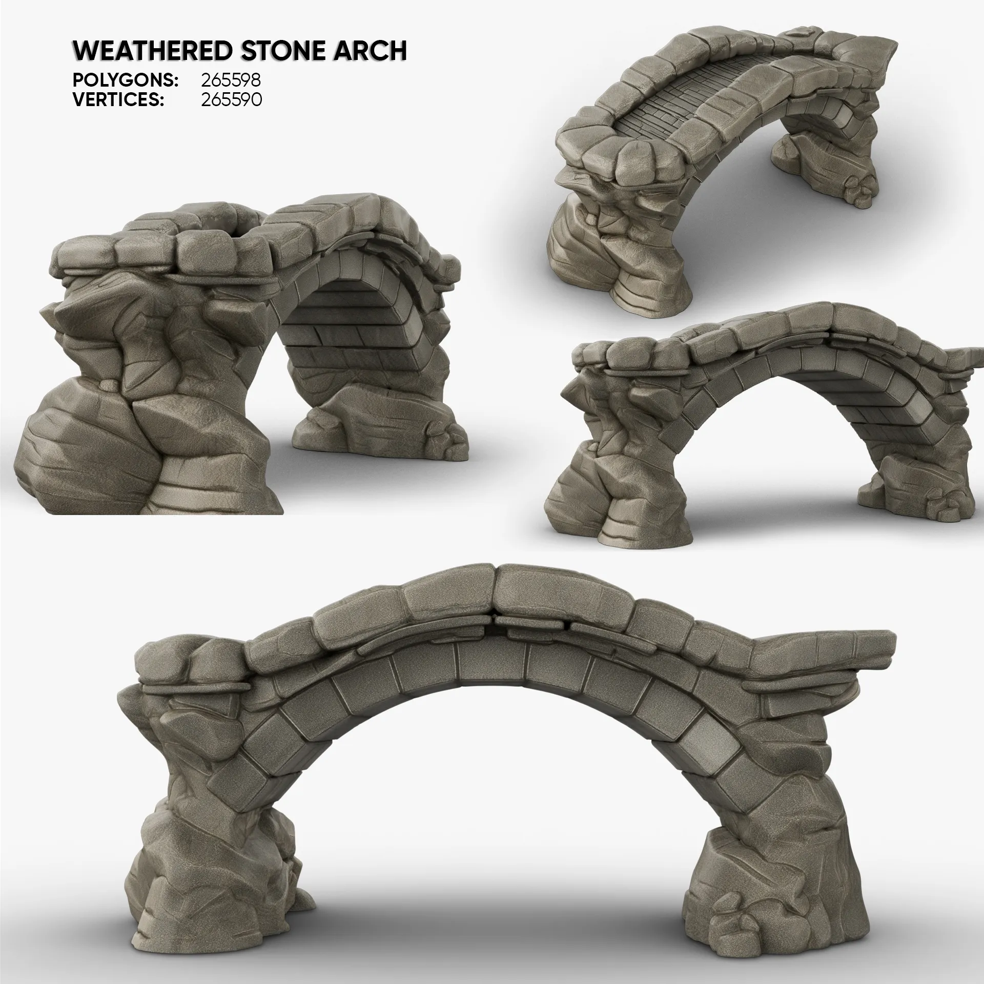Old Stone Bridge 3D Model .c4d .max .obj .3ds .fbx .stl .blend