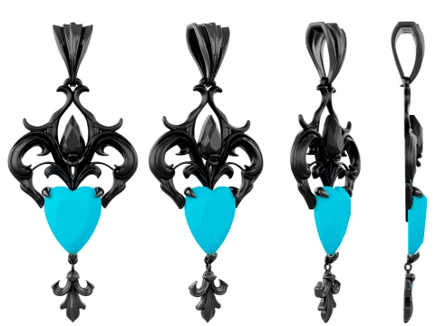 Roseheart Filigree Pendant 3D Model