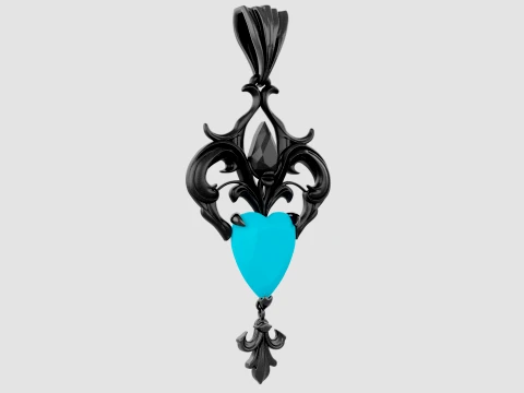Roseheart Filigree Pendant 3D Model