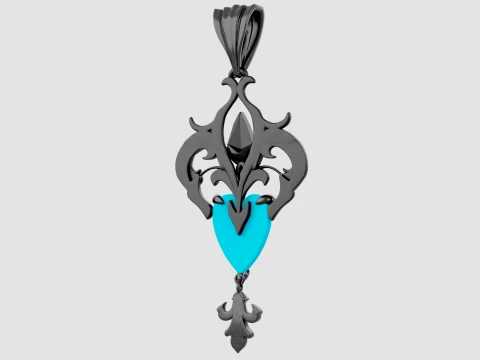 Roseheart Filigree Pendant 3D Model