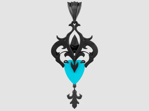 Roseheart Filigree Pendant 3D Model