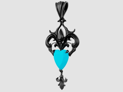Roseheart Filigree Pendant 3D Model