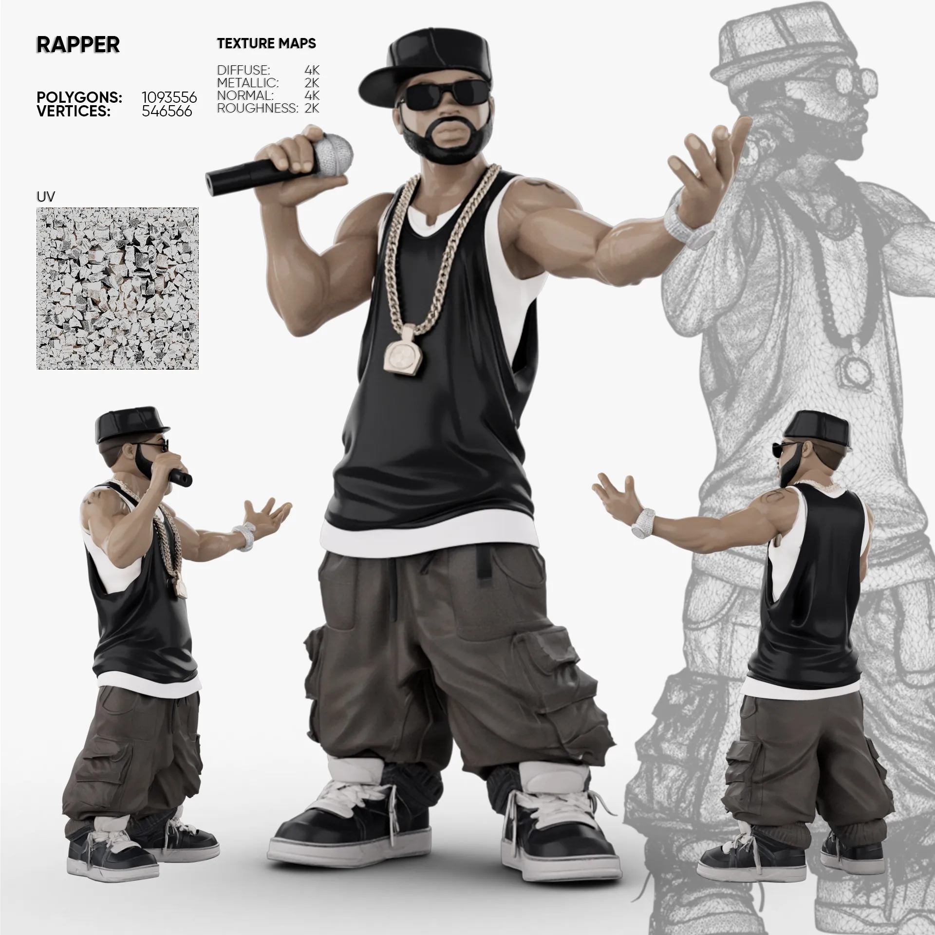 Rapper 3D Model .c4d .max .obj .3ds .fbx .stl .blend 