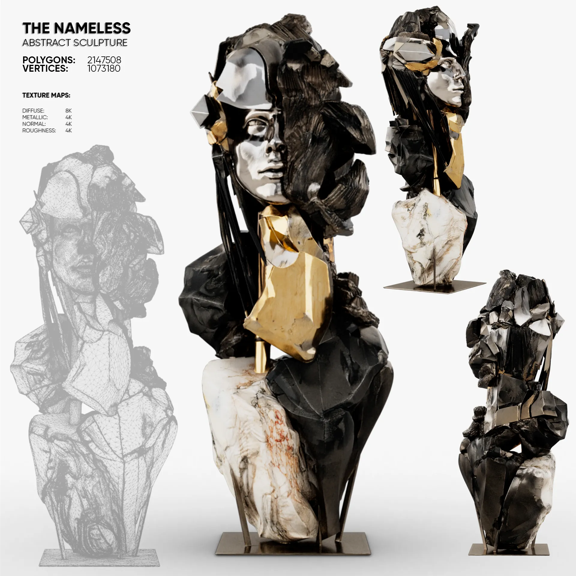 Abstract Sculpture - The Nameless 3D Model .c4d .max .obj .3ds .fbx .stl .blend 