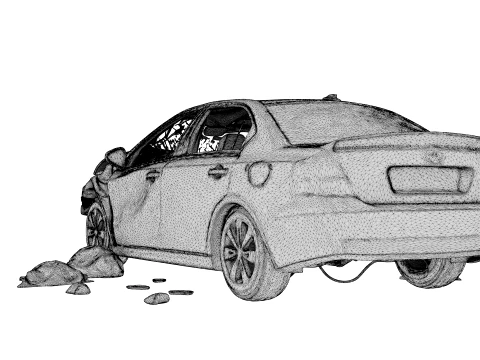 Car Wreck - 3D Model