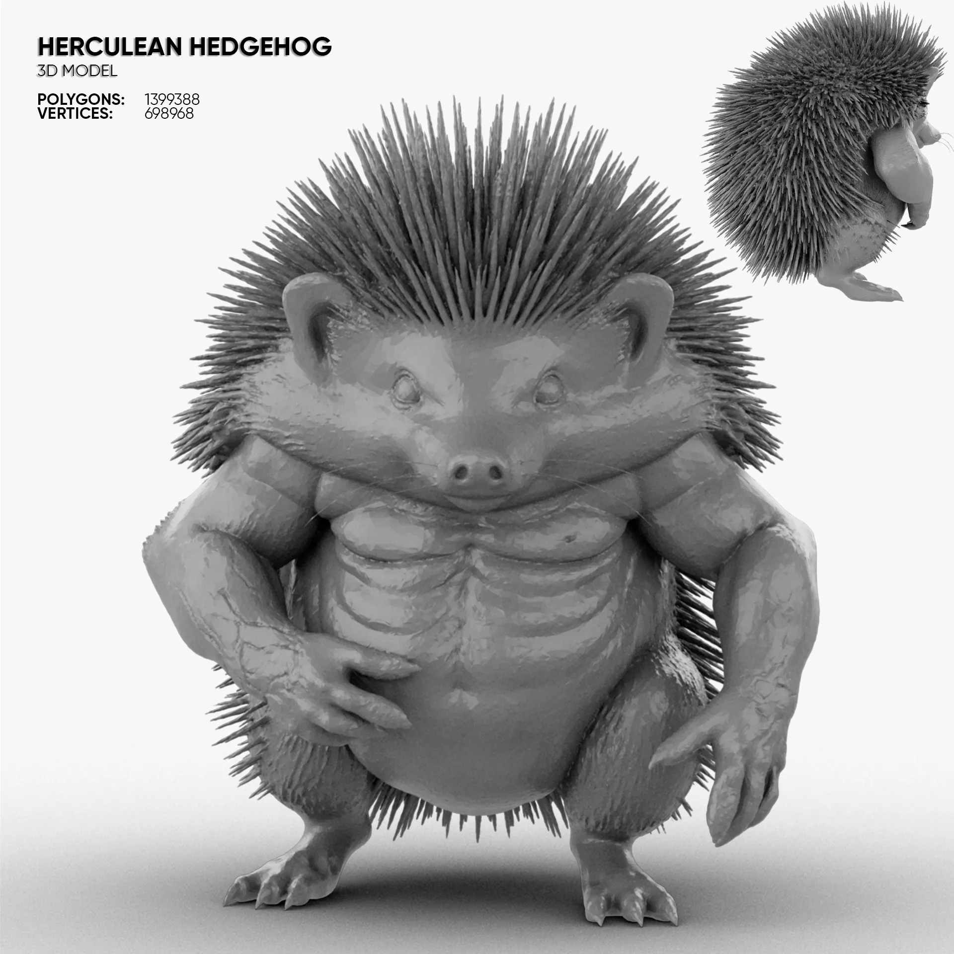 Toy - Herculean Hedgehog 3D Model .c4d .max .obj .3ds .fbx .stl .blend 