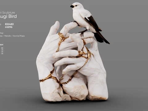 Kintsugi Bird 3D Model