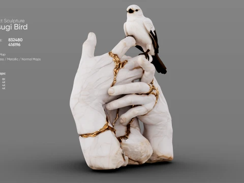 Kintsugi Bird 3D Model
