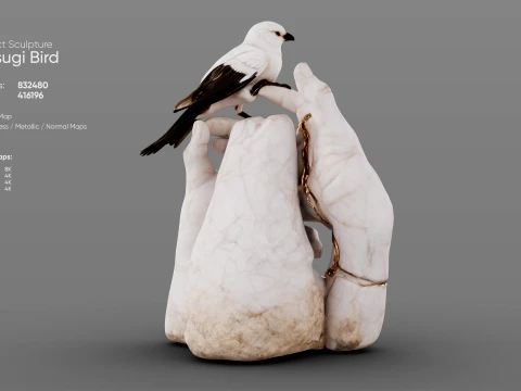 Kintsugi Bird 3D Model