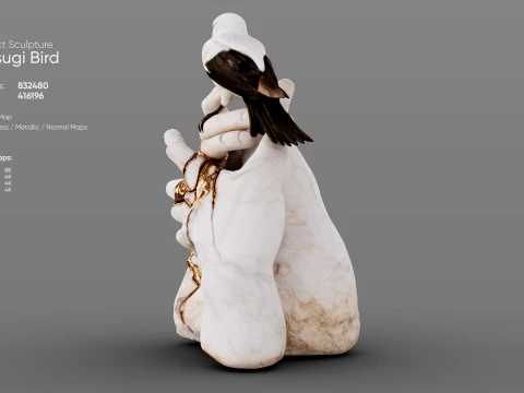 Kintsugi Bird 3D Model